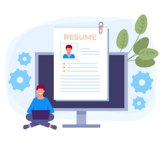Online resume job searching concept. Vector design graphic flat cartoon